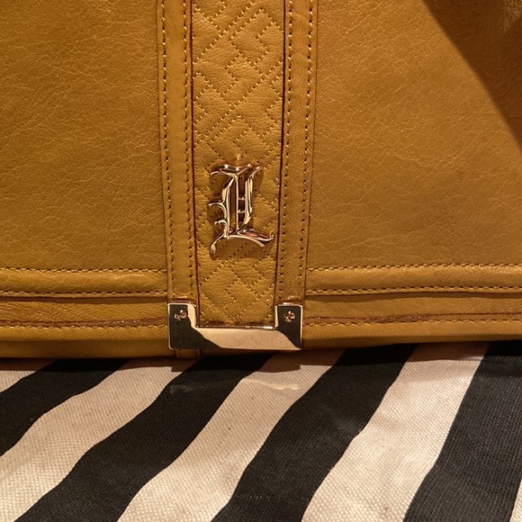 NWOT L.A.M.B. Mustard leather side purse in og bag. - Picture 2 of 15